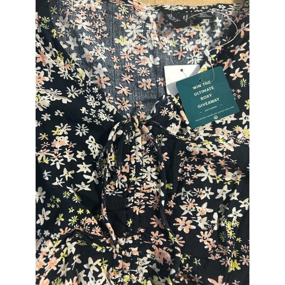 NWT Roxy Flower Dress Size Small Black Pink Cinch ERJWD03675 MSRP $75 - Picture 6 of 6